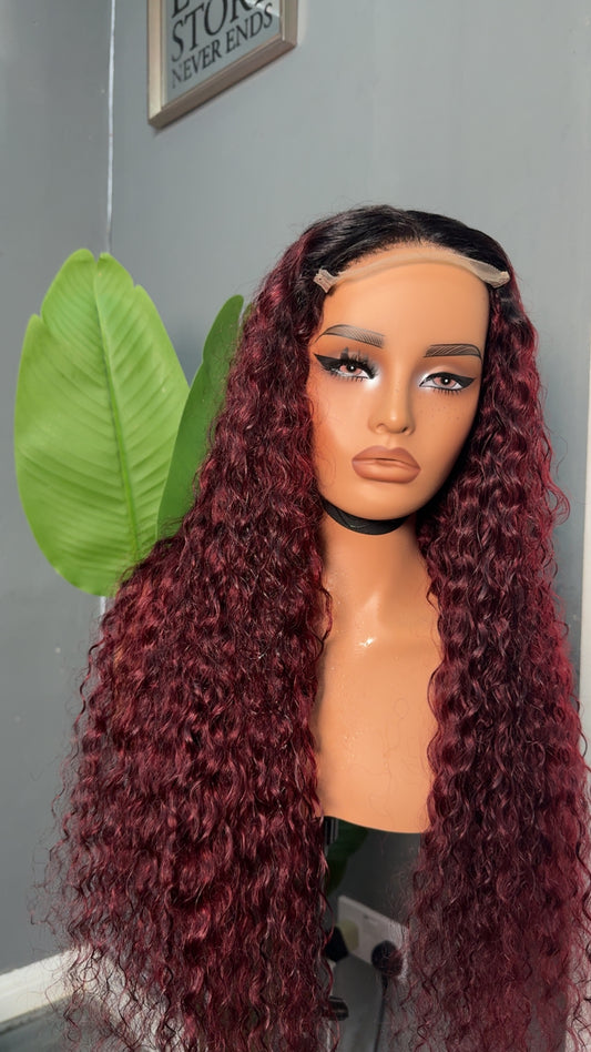 Wine Water wave transparent  5x5 closeur human hair